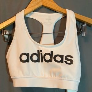 White/Black Adidas Sports Bra (Low impact/No pad)